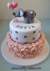 Buttercream & elephant 1st birthday cake